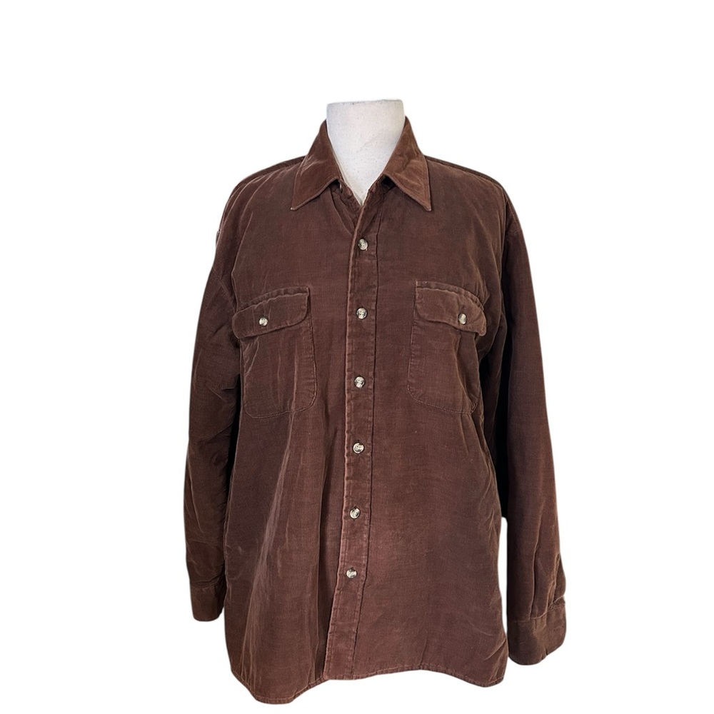 ST. JOHN BAY VTG Quilt Lined Corduroy Chore Jacket BRN Shacket MEN 2XL Brown